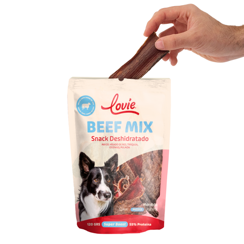 Beef Mix.  Mix de Hígado, Tráquea, Esófago y Pulmón de Res - Bolsa 120 Grs
