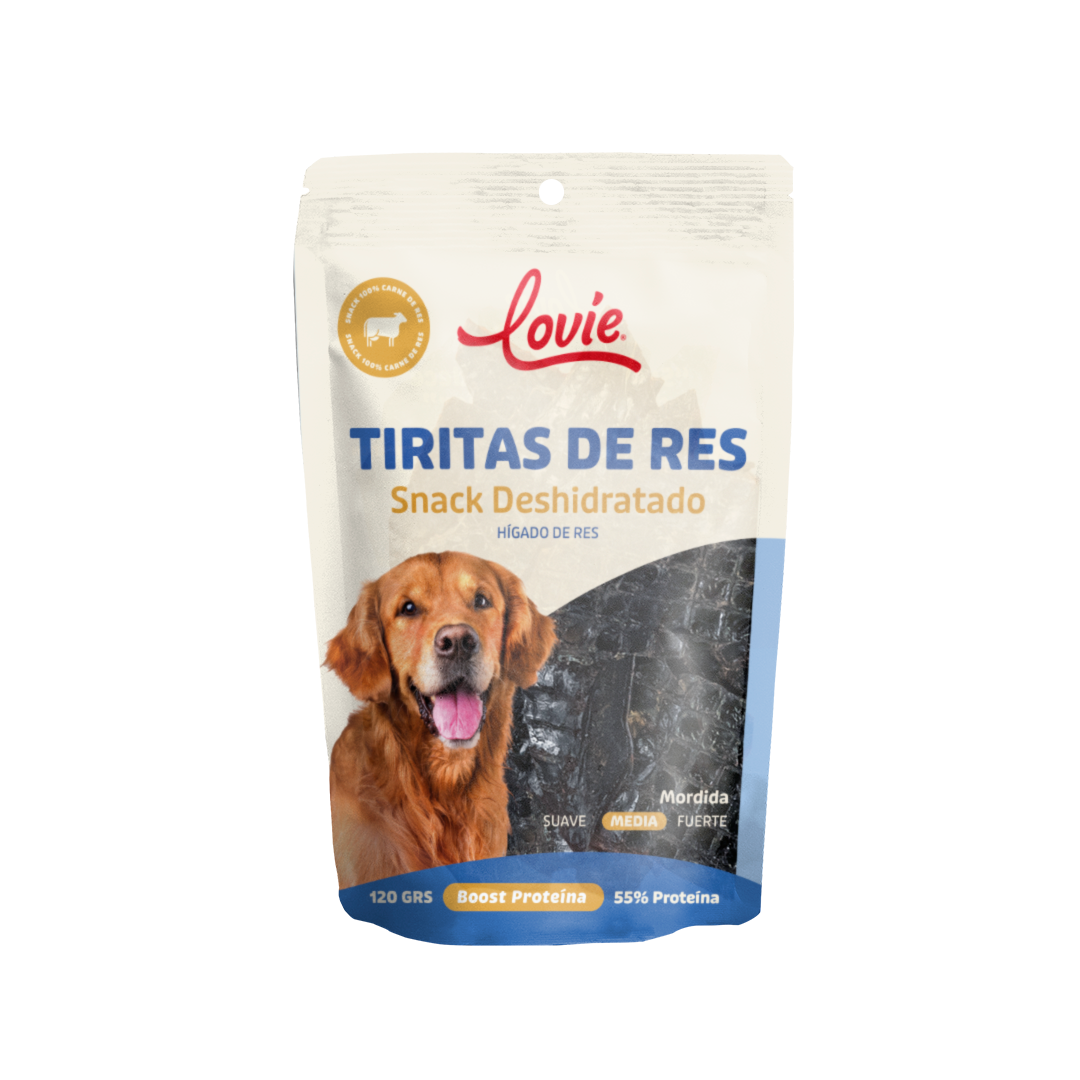 Tiritas de Res, Hígado Deshidratado - Bolsa 120 Grs