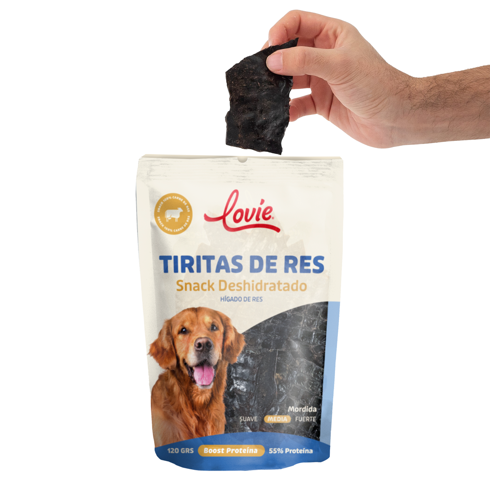 Tiritas de Res, Hígado Deshidratado - Bolsa 120 Grs